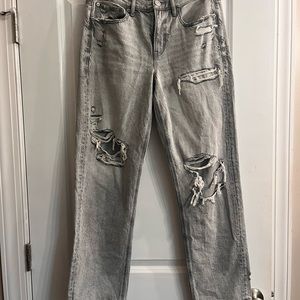 size 8, AE grey mom jeans